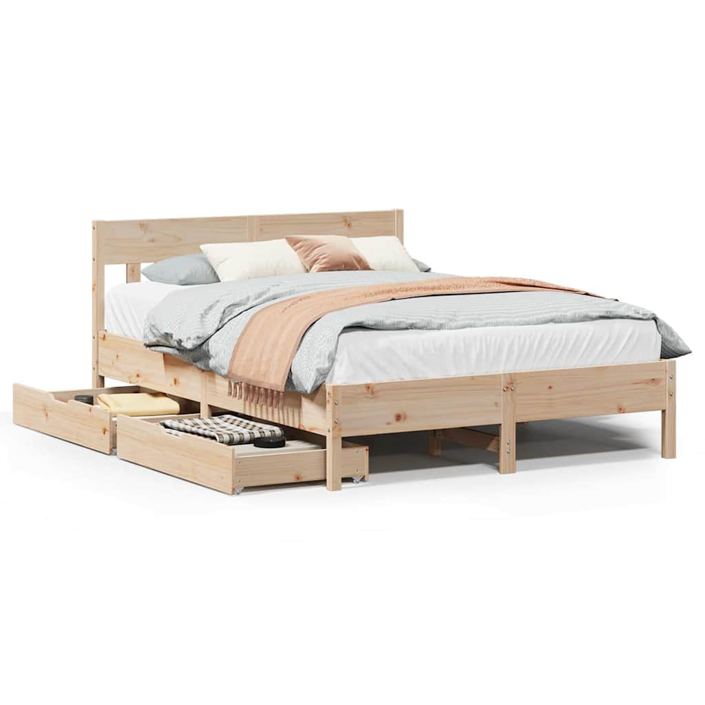 Letto senza Materasso 150x200 cm in Legno Massello di Pino 3301863