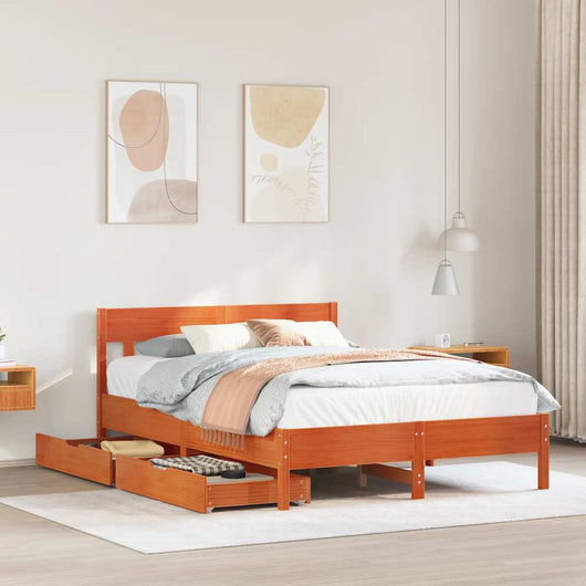 Letto senza Materasso Marrone Cera 150x200 cm in Legno di Pino 3301865