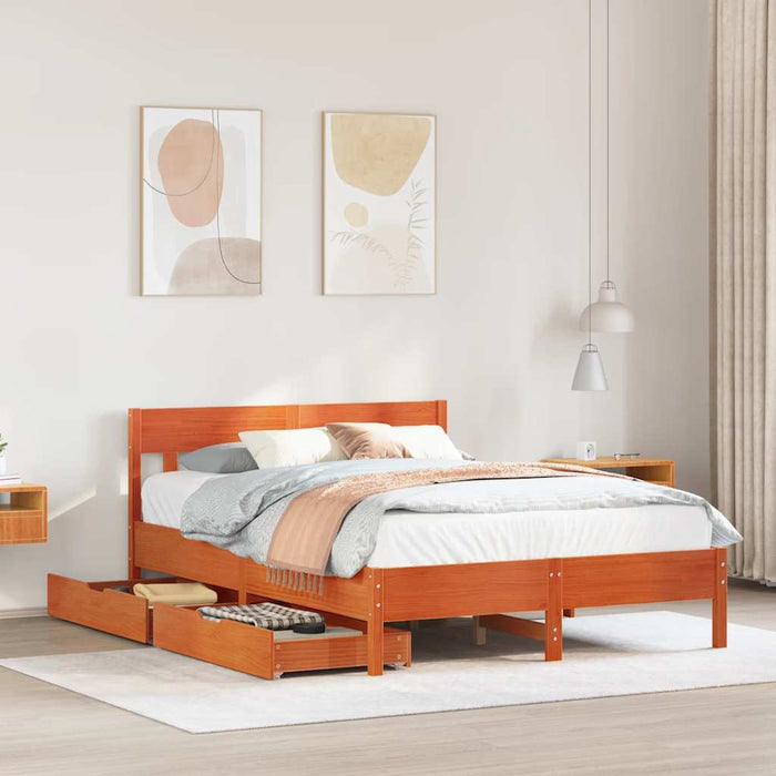 Letto senza Materasso Marrone Cera 150x200 cm in Legno di Pino 3301865