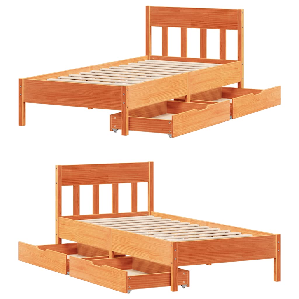 vidaXL Letto senza Materasso Marrone Cera 90x200 cm Legno di Pino
