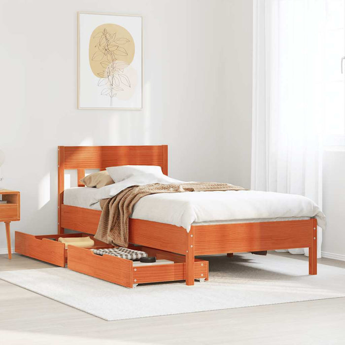 vidaXL Letto senza Materasso Marrone Cera 90x200 cm Legno di Pino
