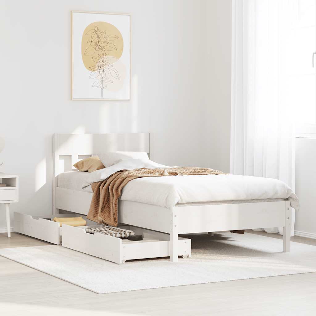 vidaXL Letto senza Materasso Bianco 90x190 cm in Legno Massello Pino