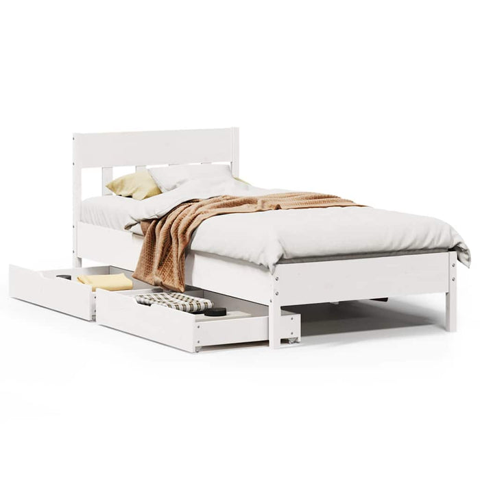 Letto senza Materasso Bianco 75x190 in Legno Massello di Pino 3301891