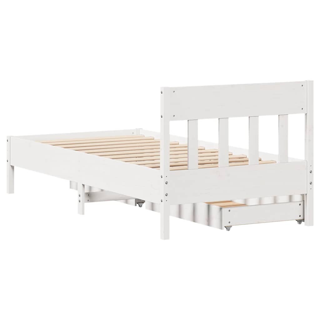 Letto senza Materasso Bianco 75x190 in Legno Massello di Pino 3301891