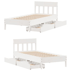 Letto senza Materasso Bianco 75x190 in Legno Massello di Pino 3301891