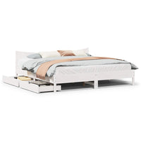 Giroletto con Cassetti-Struttura Letto con contenitore Bianco 200x200 cm Legno Massello di Pino 952386