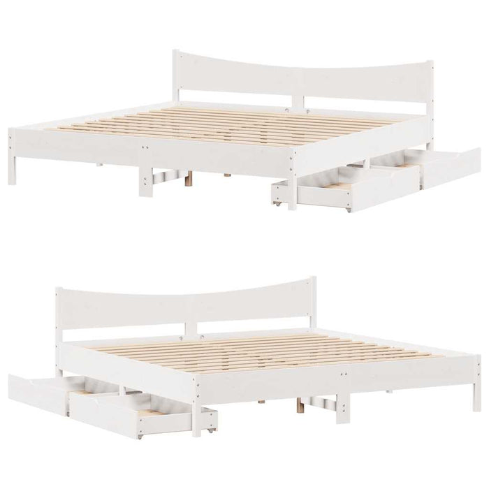 vidaXL Giroletto con Cassetti Bianco 180x200 cm Legno Massello di Pino