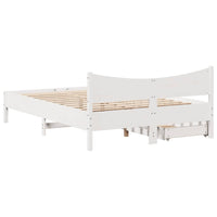 Giroletto con Cassetti-Struttura Letto con contenitore Bianco 150x200 cm Legno Massello di Pino 183133