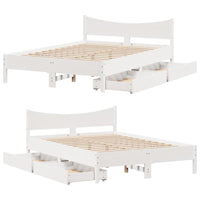 Giroletto con Cassetti-Struttura Letto con contenitore Bianco 150x200 cm Legno Massello di Pino 183133