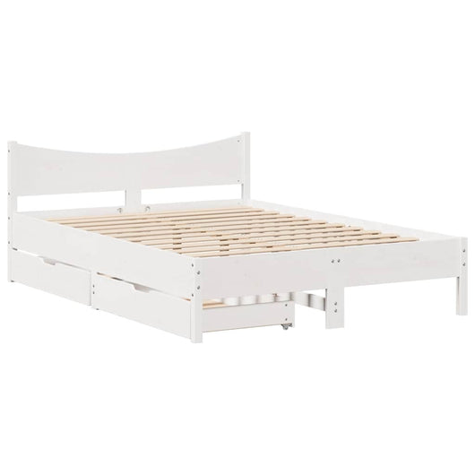Giroletto con Cassetti-Struttura Letto con contenitore Bianco 120x200 cm Legno Massello di Pino 719258