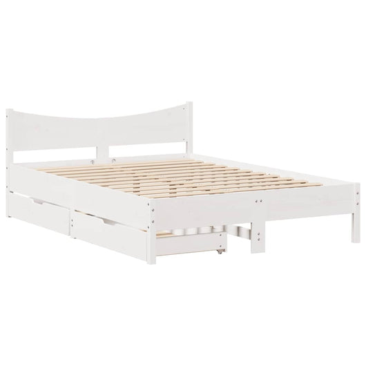 Giroletto con Cassetti-Struttura Letto con contenitore Bianco 120x190 cm Legno Massello di Pino 629785