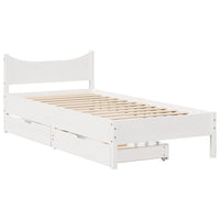 Giroletto con Cassetti-Struttura Letto con contenitore Bianco 75x190 cm Legno Massello di Pino 176522