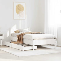 Giroletto con Cassetti-Struttura Letto con contenitore Bianco 75x190 cm Legno Massello di Pino 176522