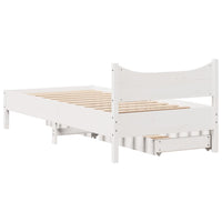 Giroletto con Cassetti-Struttura Letto con contenitore Bianco 75x190 cm Legno Massello di Pino 176522