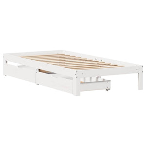 vidaXL Giroletto con Cassetti Bianco 75x190 cm Legno Massello di Pino