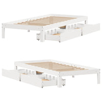 Giroletto con Cassetti-Struttura Letto con contenitore Bianco 75x190 cm Legno Massello di Pino 318853