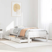 Giroletto con Cassetti-Struttura Letto con contenitore Bianco 75x190 cm Legno Massello di Pino 318853