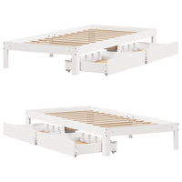 Giroletto con Cassetti Bianco 90x190 cm Legno Massello di Pino 3301935