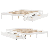 Giroletto con Cassetti-Struttura Letto con contenitore Bianco 120x190 cm Legno Massello di Pino 536395