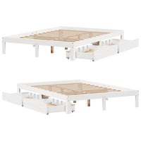 Giroletto con Cassetti-Struttura Letto con contenitore Bianco 160x200 cm Legno Massello di Pino 758763