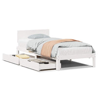 Giroletto con Cassetti Bianco 90x190 cm Legno Massello di Pino