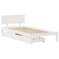 Giroletto con Cassetti-Struttura Letto con contenitore Bianco 90x190 cm Legno Massello di Pino 732377