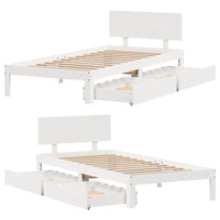 Giroletto con Cassetti-Struttura Letto con contenitore Bianco 90x190 cm Legno Massello di Pino 732377