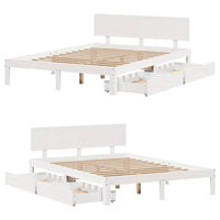 Giroletto con Cassetti-Struttura Letto con contenitore Bianco 120x190 cm Legno Massello di Pino 237940