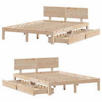 Giroletto con Cassetti 140x190 cm in Legno Massello di Pino 3301976