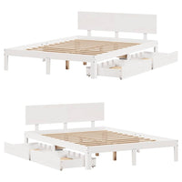 Giroletto con Cassetti-Struttura Letto con contenitore Bianco 120x200 cm Legno Massello di Pino 832681