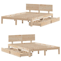 vidaXL Giroletto con Cassetti 150x200 cm in Legno Massello di Pino