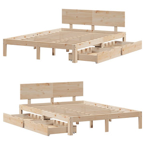 vidaXL Giroletto con Cassetti 150x200 cm in Legno Massello di Pino