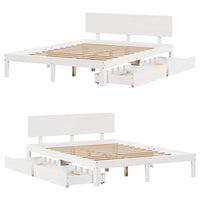 Giroletto con Cassetti-Struttura Letto con contenitore Bianco 160x200 cm Legno Massello di Pino 956931