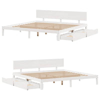 Giroletto con Cassetti-Struttura Letto con contenitore Bianco 180x200 cm Legno Massello di Pino 822295