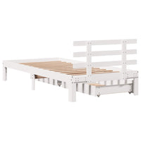 Giroletto con Cassetti-Struttura Letto con contenitore Bianco 75x190 cm Legno Massello di Pino 231129