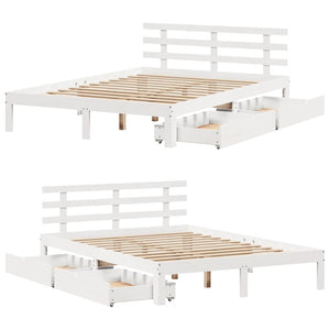 vidaXL Giroletto con Cassetti Bianco 120x190 cm Legno Massello di Pino