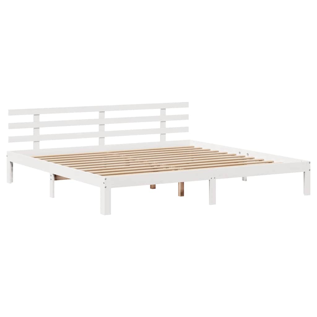 Giroletto con Cassetti-Struttura Letto con contenitore Bianco 200x200 cm Legno Massello di Pino 218411