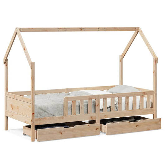 Giroletto Bambini con Cassetti-Struttura Letto Bambini 90x200 cm Legno Massello di Pino 989300