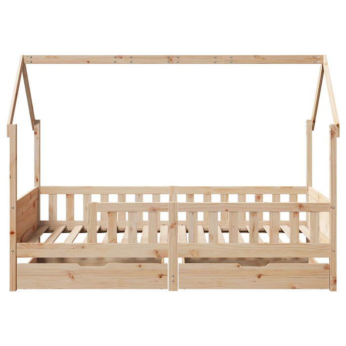Giroletto Bambini con Cassetti 90x200 cm Legno Massello di Pino