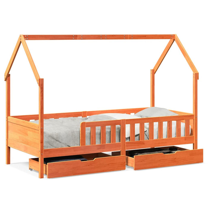 Giroletto Bambini con Cassetti-Struttura Letto Bambini 90x200 cm Legno Massello di Pino 242979