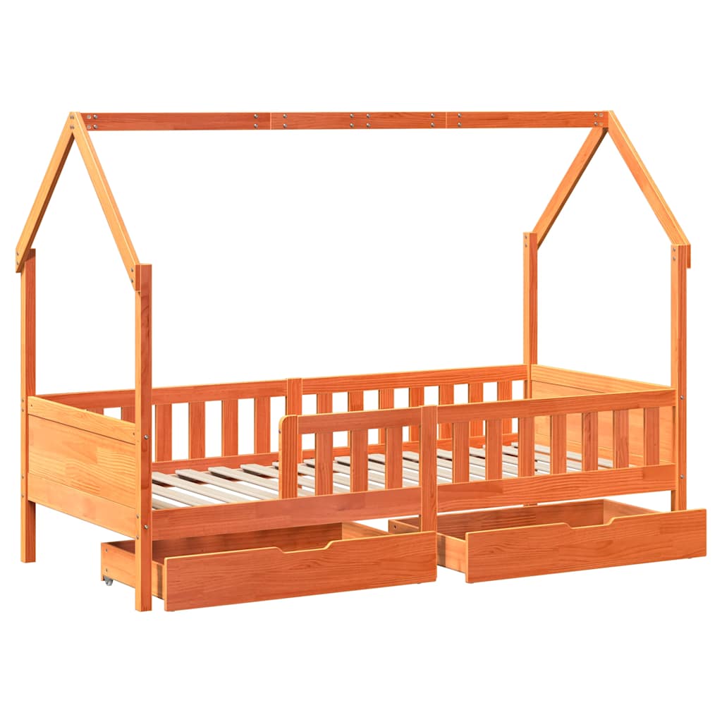 Giroletto Bambini con Cassetti-Struttura Letto Bambini 90x200 cm Legno Massello di Pino 242979