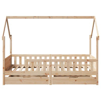 Giroletto per Bambini con Cassetti 90x190cm Legno Massello Pino