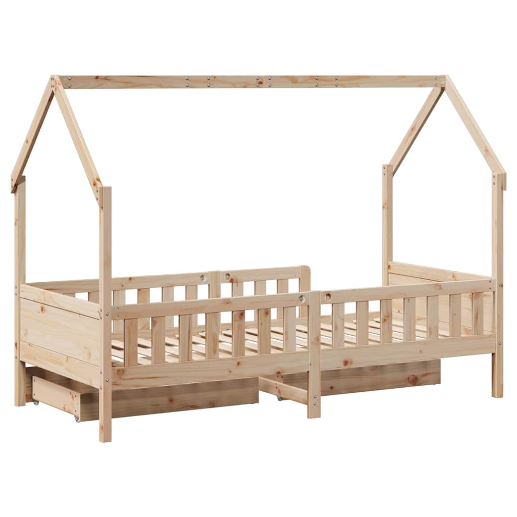Giroletto per Bambini con Cassetti-Struttura Letto Bambini con contenitore 90x190cm Legno Massello Pino 768162