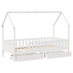 Giroletto per Bambini con Cassetti 90x190cm Legno Massello Pino