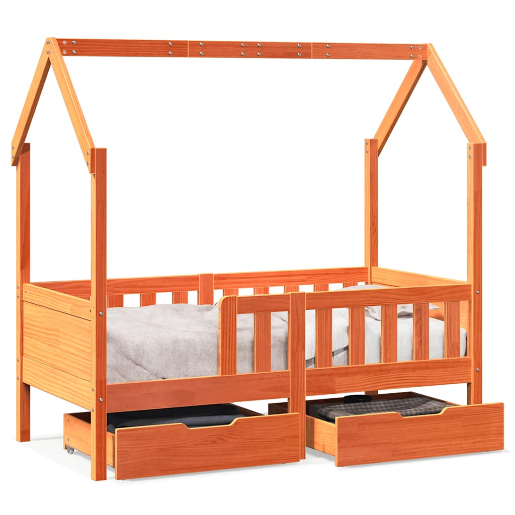 vidaXL Giroletto per Bambini con Cassetti 80x170cm Legno Massello Pino