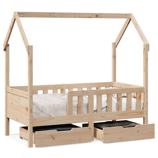 Giroletto Bambini con Cassetti-Struttura Letto Bambini 70x140 cm Legno Massello di Pino 420935