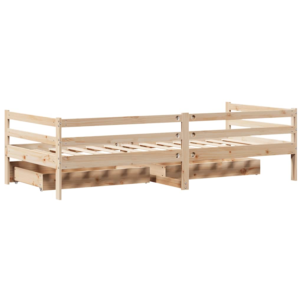 Dormeuse con Cassetti 80x200 cm in Legno Massello di Pino 3302051