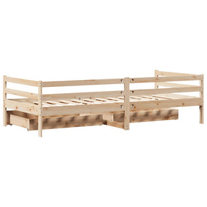 Dormeuse con Cassetti 80x200 cm in Legno Massello di Pino 3302051