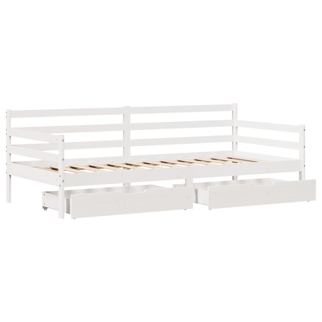 vidaXL Dormeuse con Cassetti Bianco 90x200 cm Legno Massello di Pino