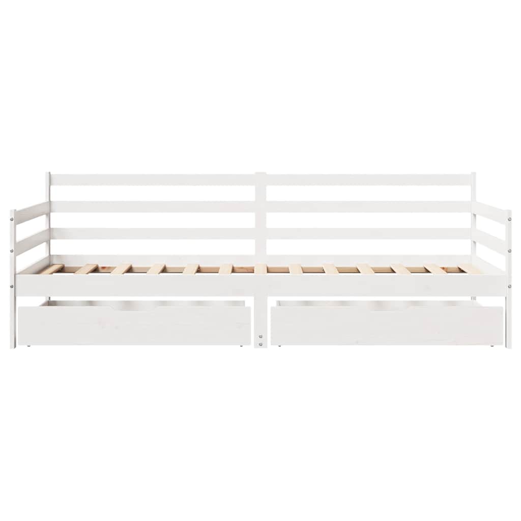 Dormeuse con Cassetti Bianco 90x190 cm Legno Massello di Pino 3302062